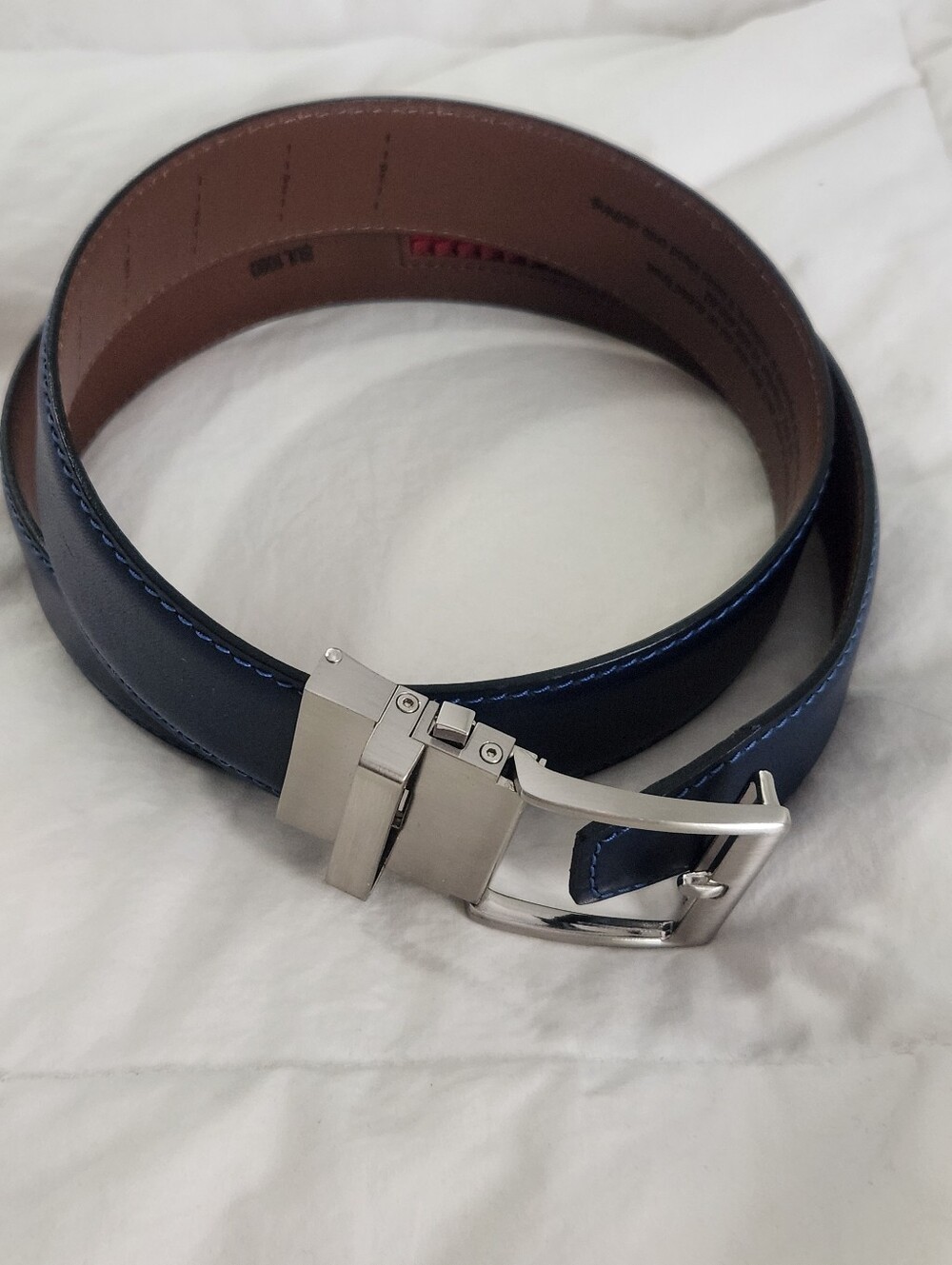 Rowland Thomas Nexbelt Navy Blue Italian Leather Silver Buckle
